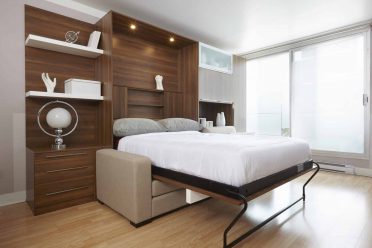 Lit escamotable en bois avec divan