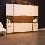 Lit escamotable blanc et bois moderne