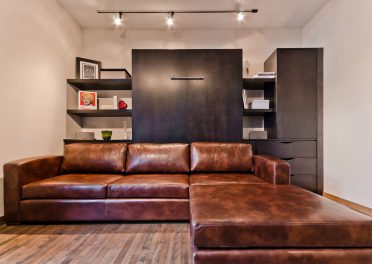 Lit escamotable en bois avec divan sectionnel