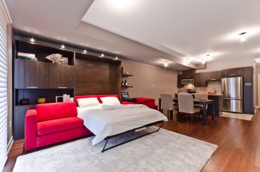 Lit escamotable moderne ouvert avec divan sectionnel