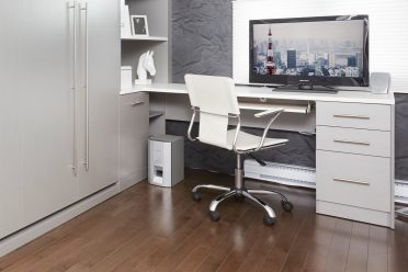 Lit escamotable gris avec bureau